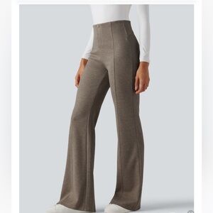 Nwt Ribbed Knit Crossover High Waisted Pocket Casual Flare Pants